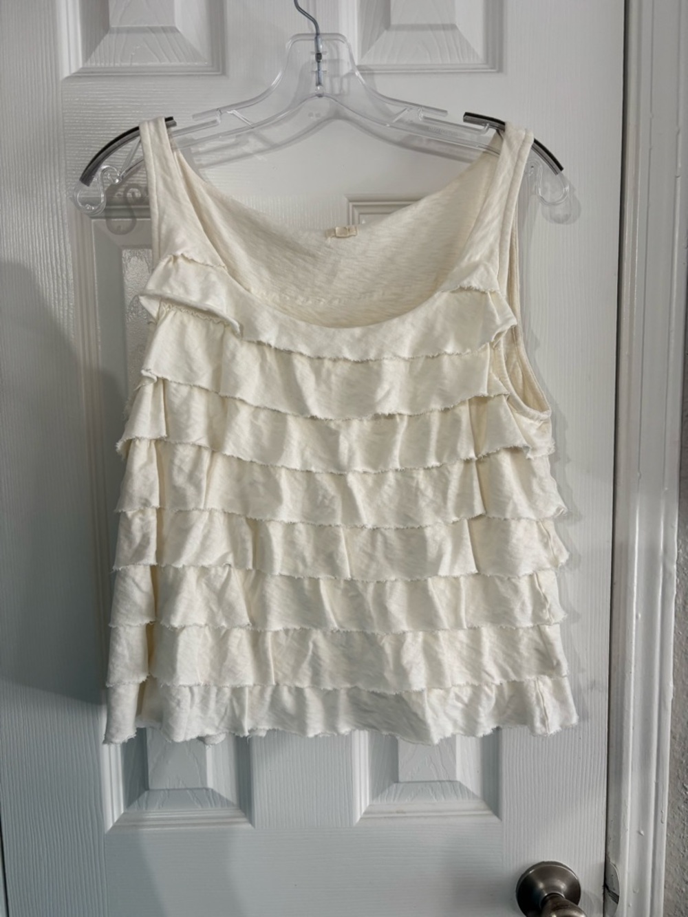J. Crew Ivory Ruffle Tiered Tank Top
